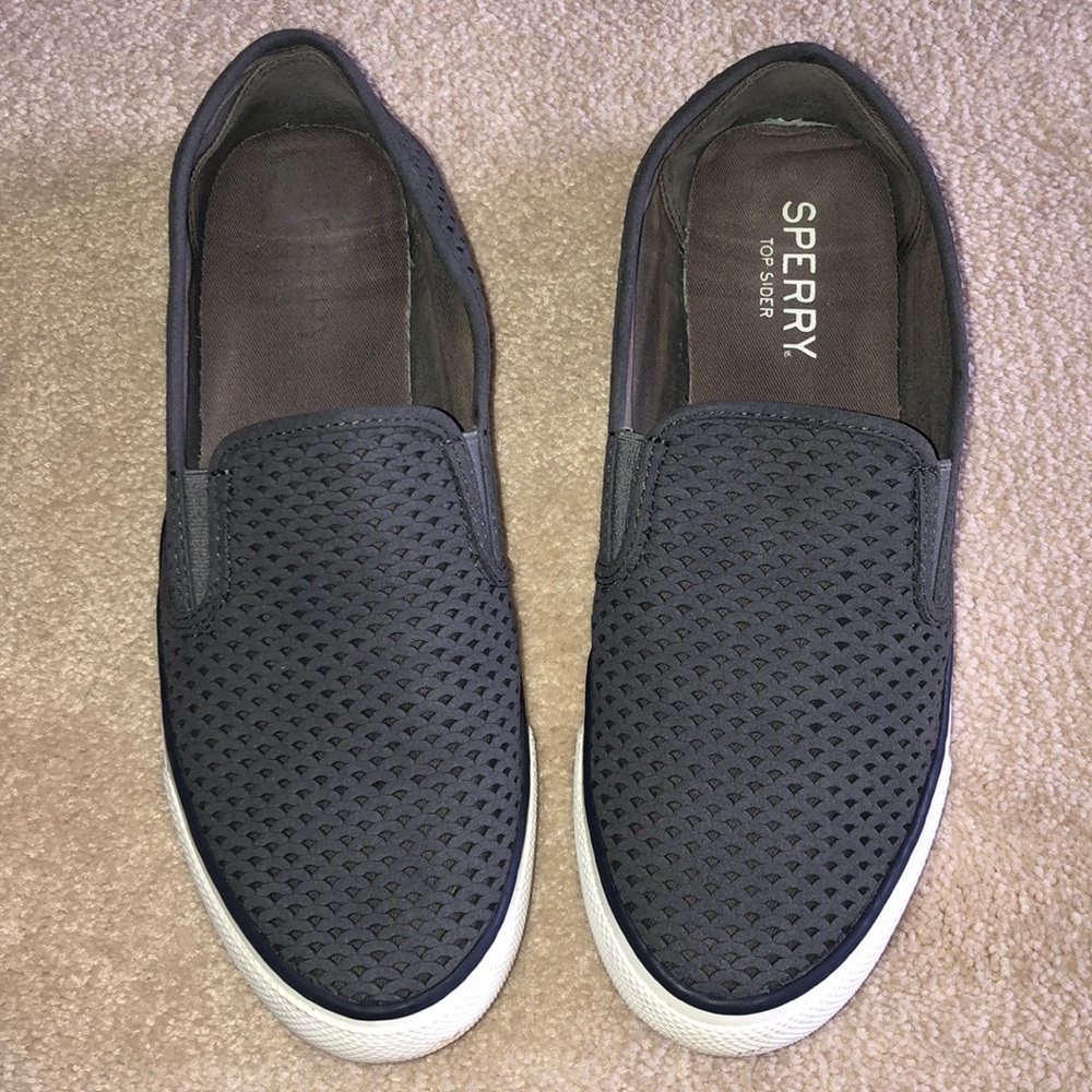 Sperry perforated slip on sneakers